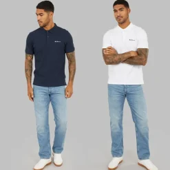 Herre to pak poloer mørkeblå/​hvid