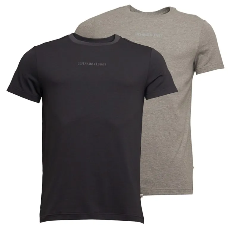 Herre To-pak T-shirts Grå Melange/Antracit