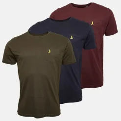Herre T-shirts 3-pak Navy/​Khaki/​Burgundy