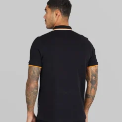 Herre tværstribet polo skjorte Sort