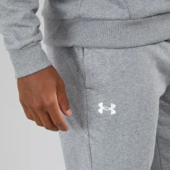 Herre UA Rival Fleece Joggingbukser Castlerock Lys Heather/Hvid