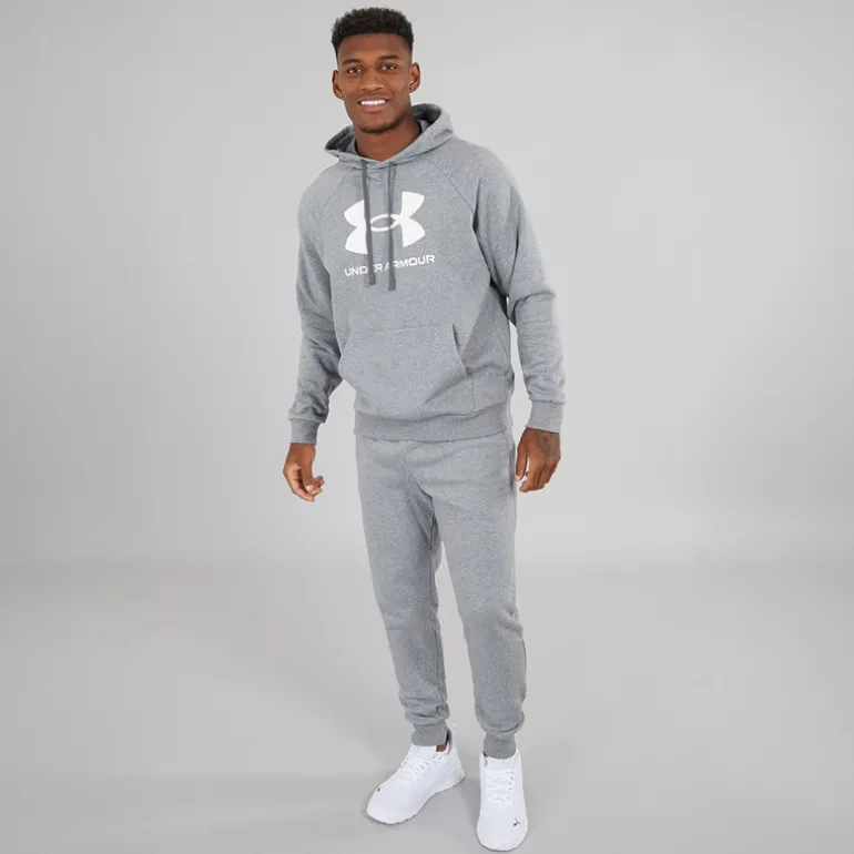 Herre UA Rival Fleece Joggingbukser Castlerock Lys Heather/Hvid