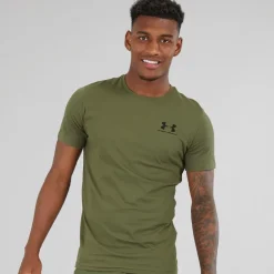 Herre UA Sportstyle Left Chest Sport træningstrøjer Kakigrøn