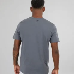 Herre UA Sportstyle T-shirt med kort ærme og venstre brystlomme Castlerock/​Sort