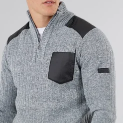 Herre Verto 1 /​ 4 Zip Funnel Neck Jumper Lys Grå Melering