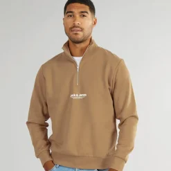 Herre Vesterbro 1/​4 Zip Sweatshirt Silver Mink /​ White