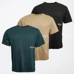 Herre Vesterbro Side Tre Pak Afslappet Pasform T-shirts Sort/​Sølv Mink/​Magisk Skov