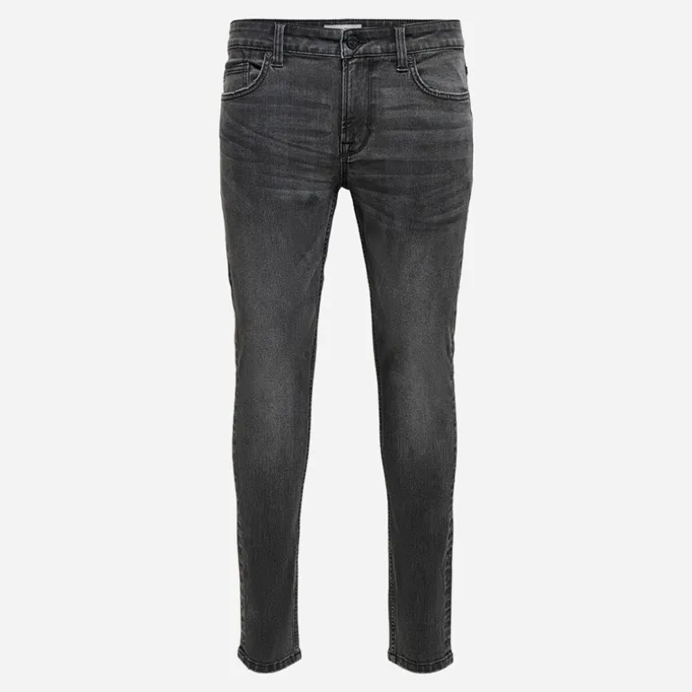 Herre Warp Skinny Sorte Jeans i Sort Denim