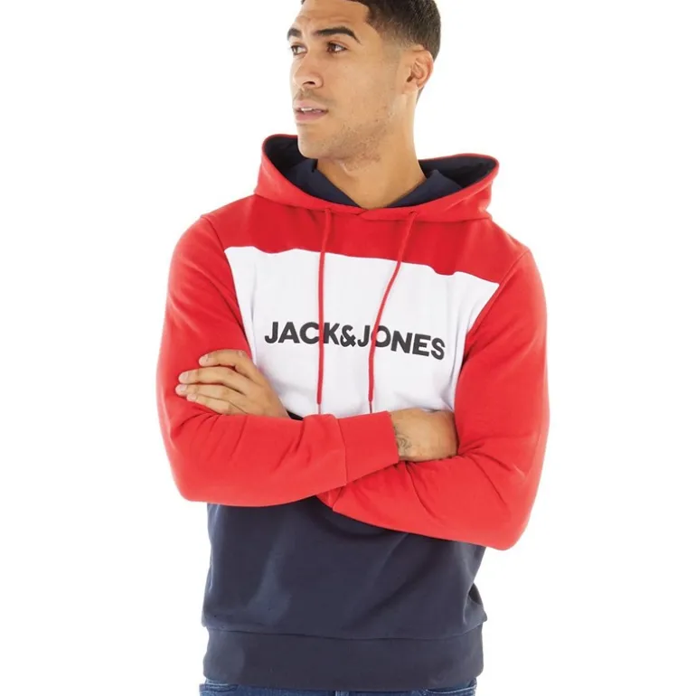 Hættetrøje med Logo-Blokering Tango Rød til herre