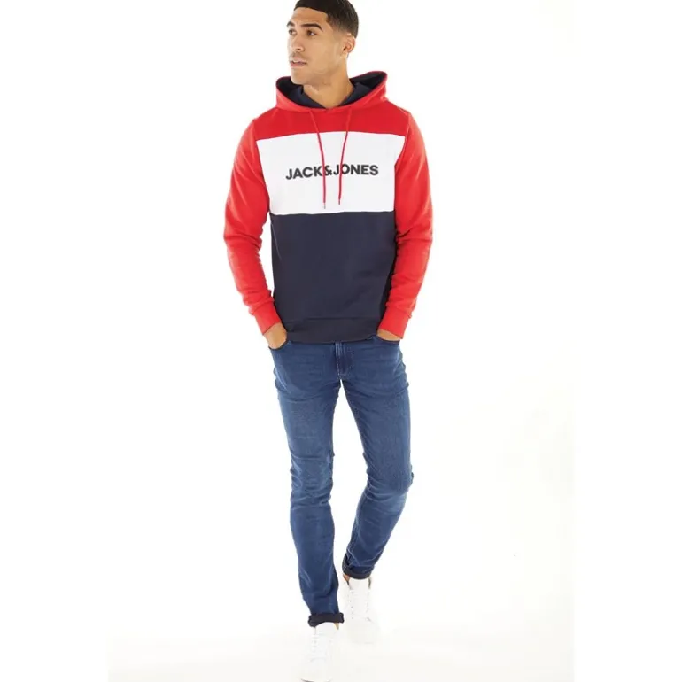 Hættetrøje med Logo-Blokering Tango Rød til herre