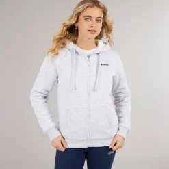 Hættetrøje med lynlås og teddyforing Grå Marle til kvinder