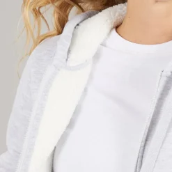 Hættetrøje med lynlås og teddyforing Grå Marle til kvinder