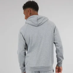 Hættetrøje til Herre UA Rival Fleece Logo Castlerock Lysegrå/​Hvid