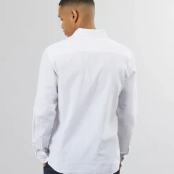 Hvid Langærmet Skjorte med Striber Inbrayden til herre