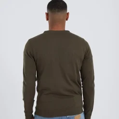 Hvid Trøje med Rund Hals til Herre Khaki