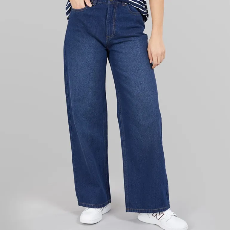 Jeans med vid ben kvinder Mørkeblå