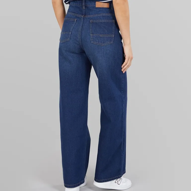 Jeans med vid ben kvinder Mørkeblå