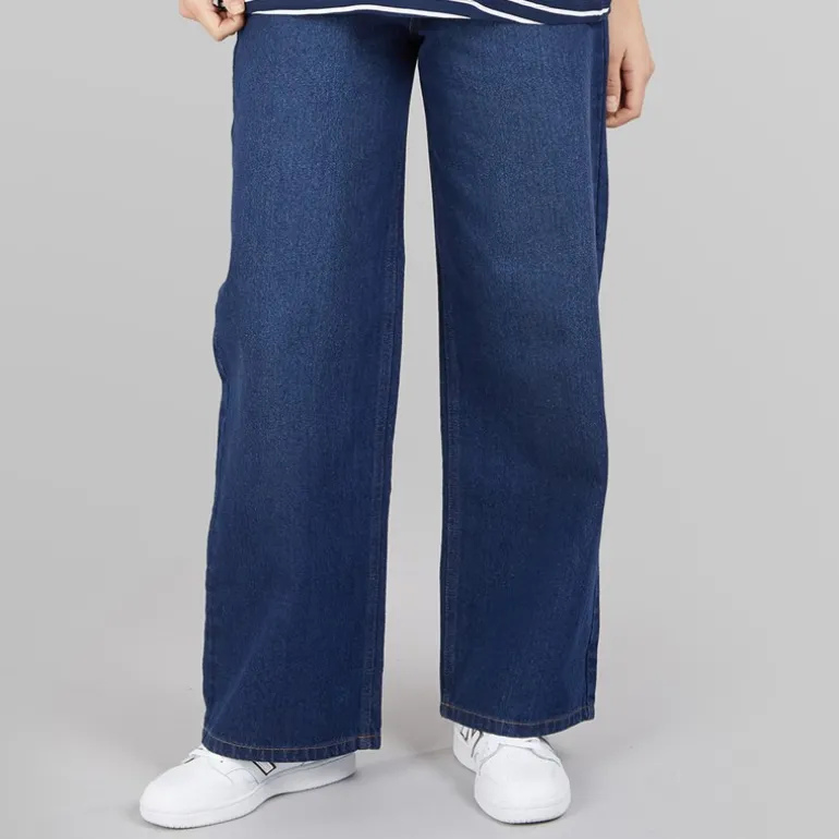 Jeans med vid ben kvinder Mørkeblå