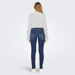 Jeans til kvinder Rina Mid Rise Push Up Mørkeblå