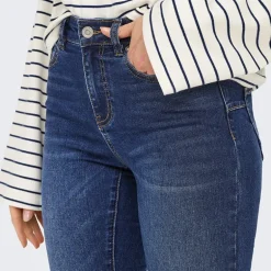 Jeans til kvinder Rina Mid Rise Push Up Mørkeblå