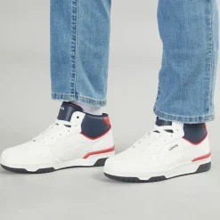 Junior Dereck Hi Top Sneakers Hvid Navy Rød 0218