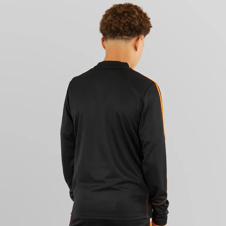 Junior Tiro 23 Club 1/4 Zip Træningstop Sort/Signal Orange