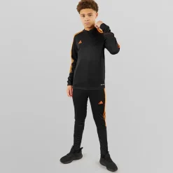 Junior Tiro 23 Club 1/4 Zip Træningstop Sort/Signal Orange
