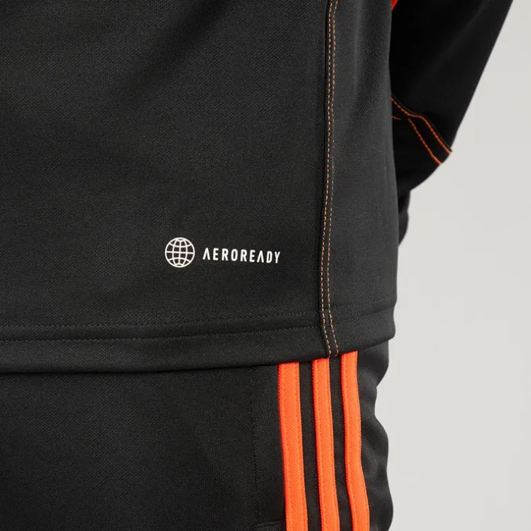 Junior Tiro 23 Club 1/4 Zip Træningstop Sort/Signal Orange