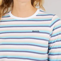 Langærmet T-shirt til kvinder Auborn Hvid/Lys støvet Rosa/Grøn/Blå/Marineblå Stribet