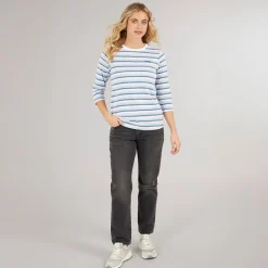 Langærmet T-shirt til kvinder Auborn Hvid/Lys støvet Rosa/Grøn/Blå/Marineblå Stribet