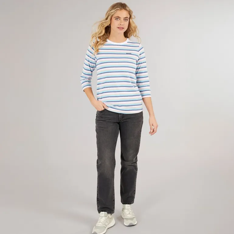 Langærmet T-shirt til kvinder Auborn Hvid/Lys støvet Rosa/Grøn/Blå/Marineblå Stribet