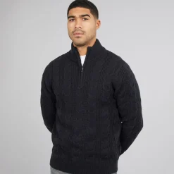 Mænd 1/​2 Lynlås Uld Trøje Marine