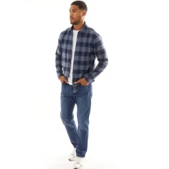 Mænd Joshua Efterår Buffalo Langærmet Ternet Skjorte Vintage Indigo