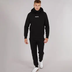 Mænd Træningssæt med Mærkebånd Detalje Sort