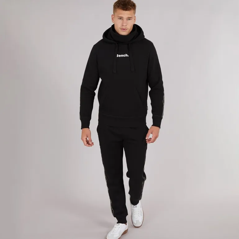 Mænd Træningssæt med Mærkebånd Detalje Sort