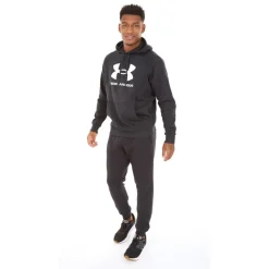 Mænd UA Rival Fleece Logo Hoodie Sort/​Hvid