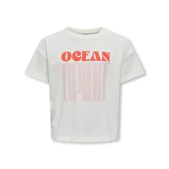 Piger Abelone Word Top Box T-Shirt Cloud Dancer Spirit