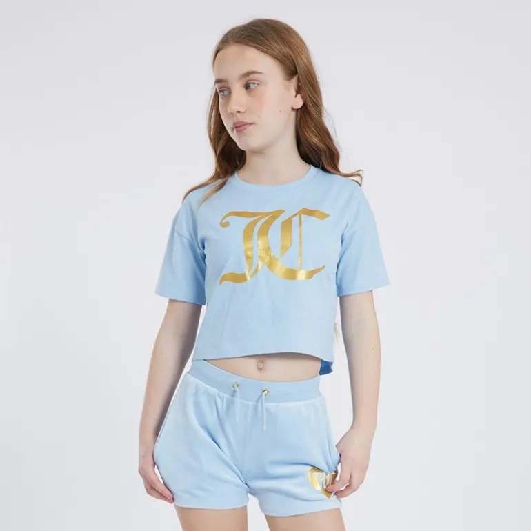 Piger Heart Boxy And Velour Sæt Blå