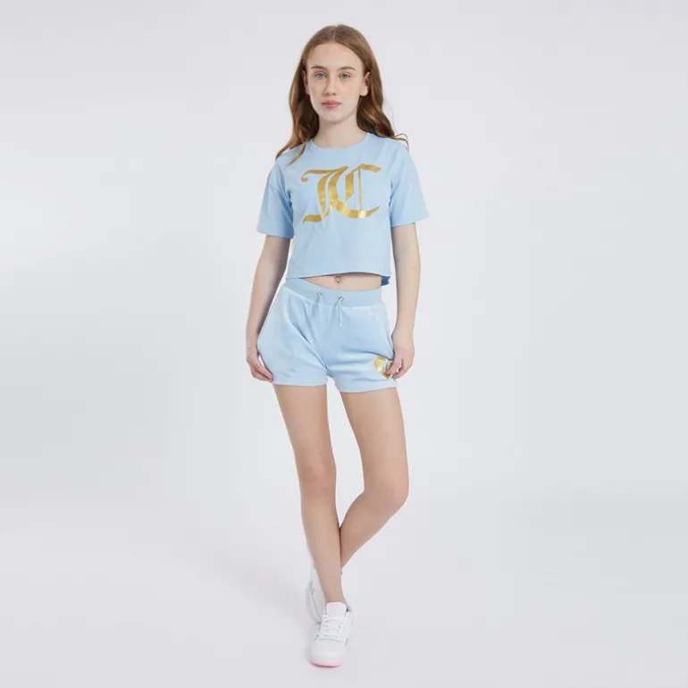 Piger Heart Boxy And Velour Sæt Blå