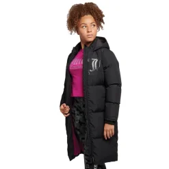 Piger Lang Pufjakke Sort