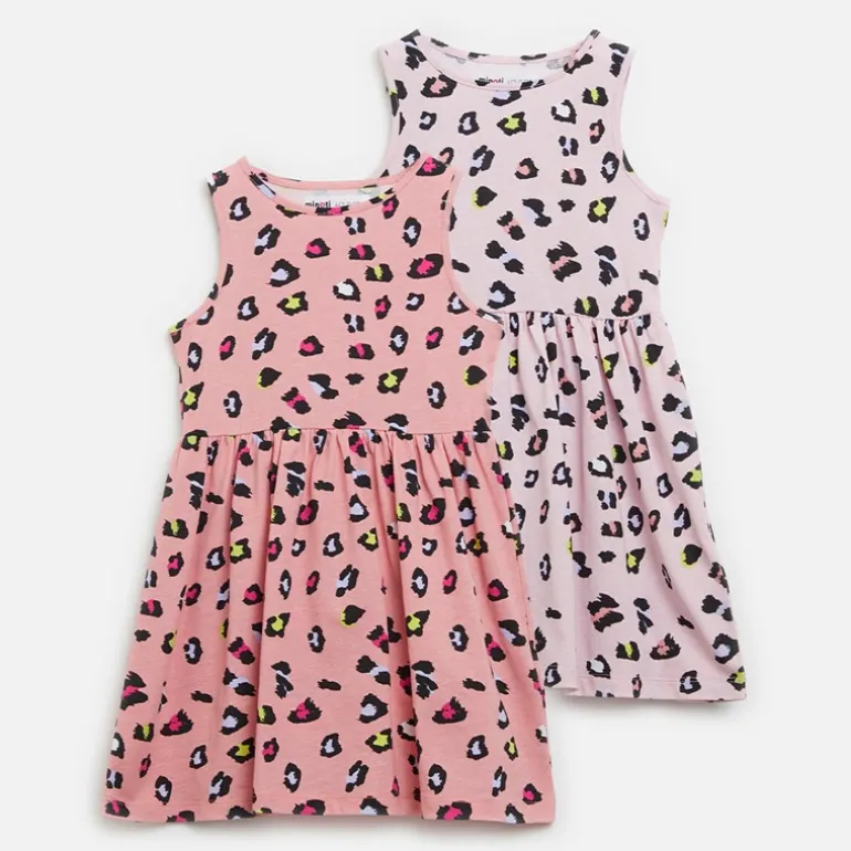Piger To Pak Dyreprint Kjoler Pink / Pink