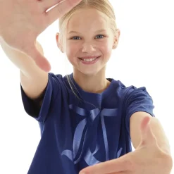 Piger T-shirt i Blå med Ternet Mønster