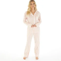 Pyjamas til kvinder Siesta Dæmpet rosa/​hvid stribet
