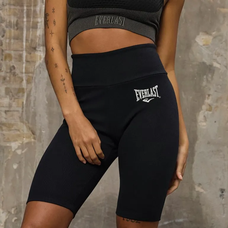 Shorts i Ribstof til Kvinder Sort