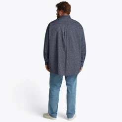 Store størrelser Herre Poplin Langærmet Skjorte Night Sky /​ Ivory Petal Prt