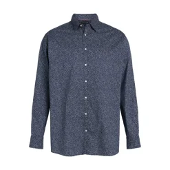 Store størrelser Herre Poplin Langærmet Skjorte Night Sky /​ Ivory Petal Prt