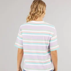 T-shirt Sharni med lilla striber til kvinder
